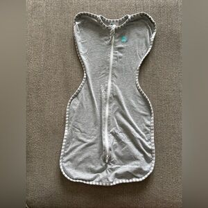 Love to Dream Grey Zip Swaddle Sleep Sack with Teal Logo